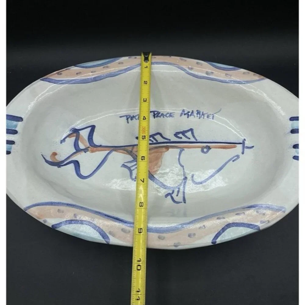 Pike Place Fish Market Lorna Smith Studio Pottery Large Serving Bowl Seattle WA
